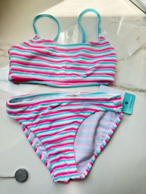 Snapper Rock Sorbet Stripe teen crop bikini